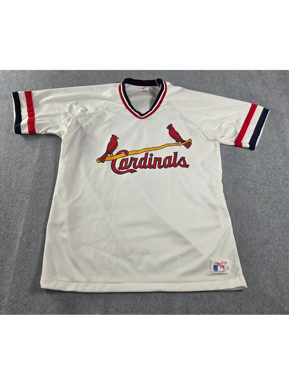 Vintage St Louis Cardinals Rawlings Jersey XL Made USA MLB Birds on Bat White
